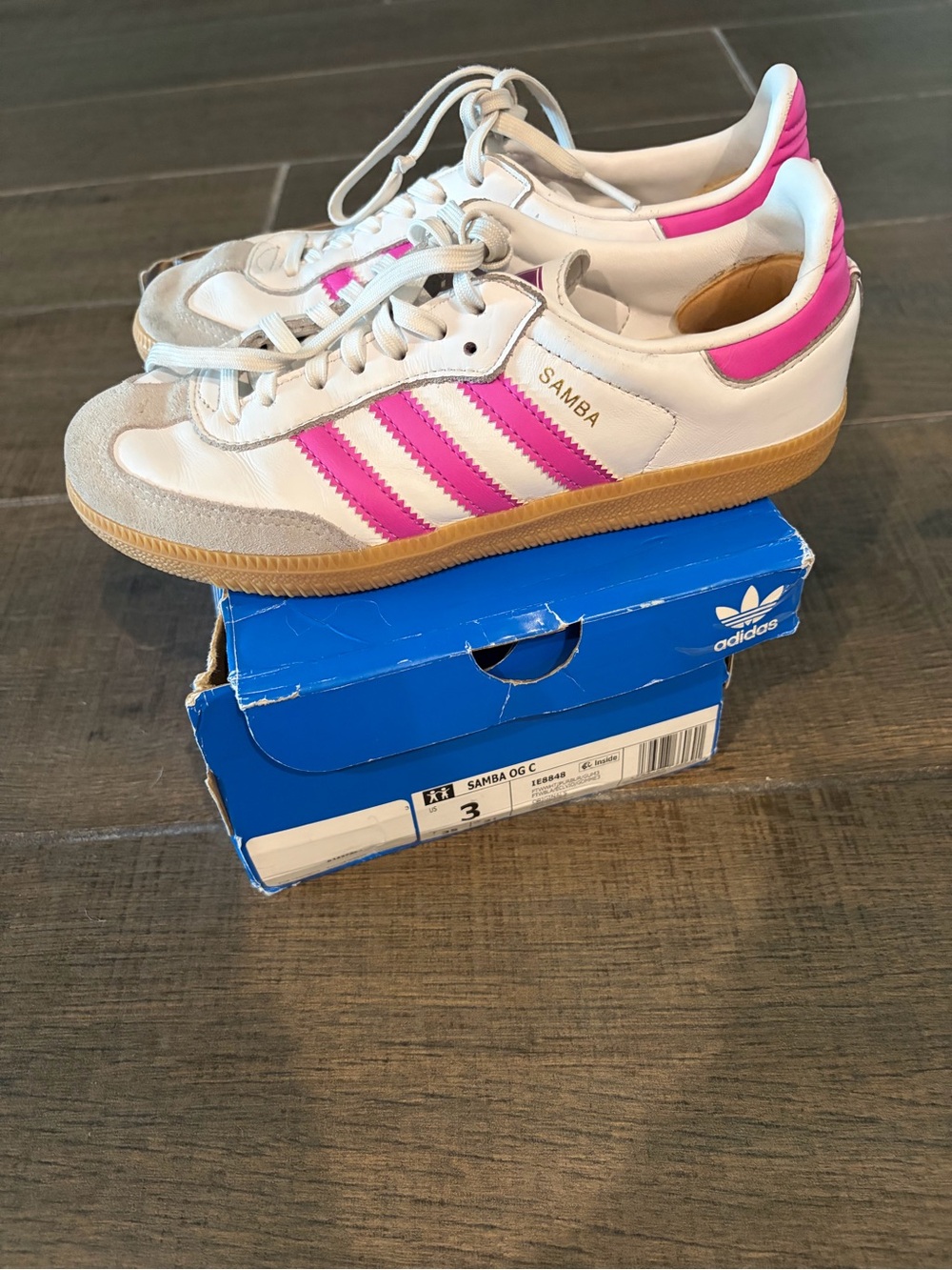 adidas girls samba purple burst/pink with box size 3